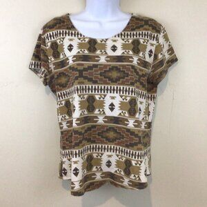 Vintage VTG Five Star by Roper Southwest Western Print Tee Shirt T-Shirt